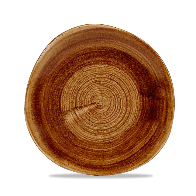 Churchill Stonecast Copper rond bord met structuurrand 21cm – gespikkeld stoneware met reactief glazuur voor restaurants