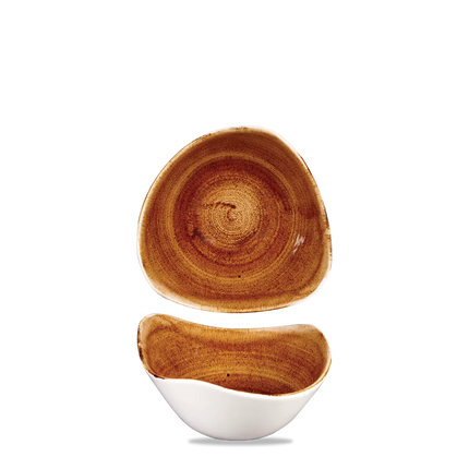 Churchill Stonecast Vintage Copper driehoekige kom 15cm – gespikkeld stoneware met reactief glazuur voor fine dining