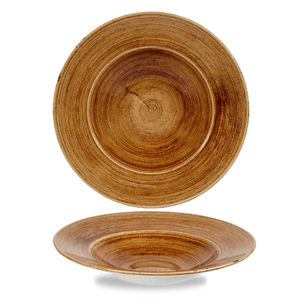 Churchill Stonecast Copper kom met brede rand, groot 28cm – gespikkeld stoneware met reactief glazuur voor brasseries