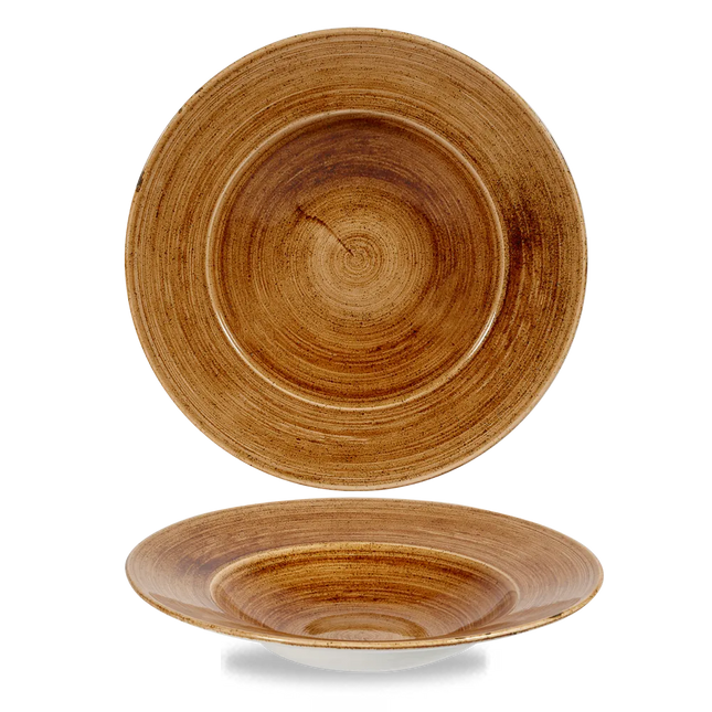Churchill Stonecast Copper kom met brede rand, groot 28cm – gespikkeld stoneware met reactief glazuur voor brasseries