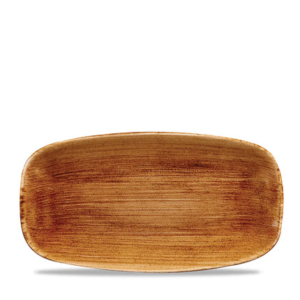Churchill Stonecast Copper ovaal chef's bord 35.5x18.9cm – gespikkeld stoneware met reactief glazuur voor banqueting