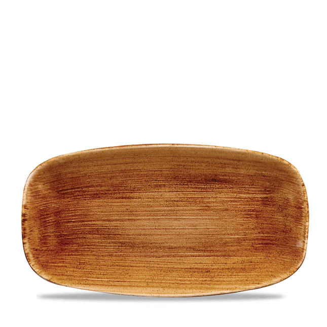 Churchill Stonecast Copper ovaal chef's bord 35.5x18.9cm – gespikkeld stoneware met reactief glazuur voor banqueting