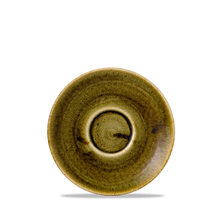 Churchill Plume Green cappuccino-schotel 15.6cm – porselein met gekleurde coupe-rand voor horeca