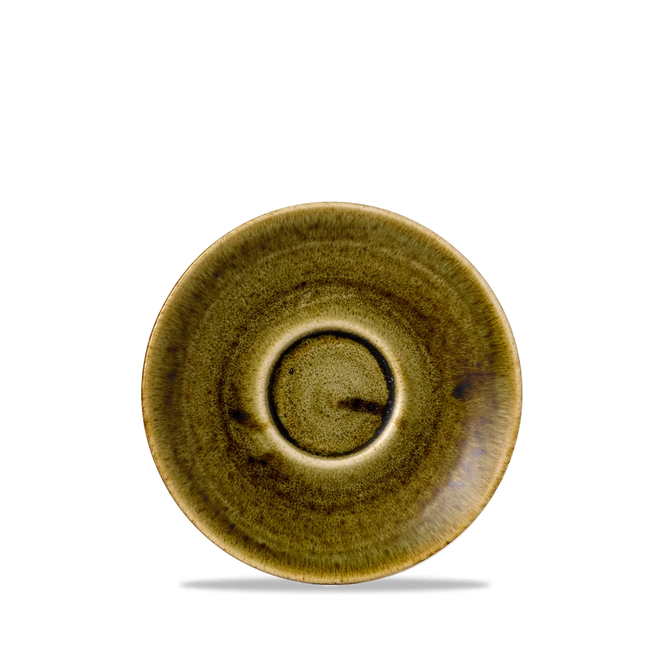 Churchill Plume Green cappuccino-schotel 15.6cm – porselein met gekleurde coupe-rand voor horeca