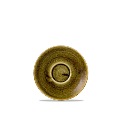 Churchill Plume Green espresso-schotel 11.8cm – porselein met gekleurde coupe-rand voor buffetten