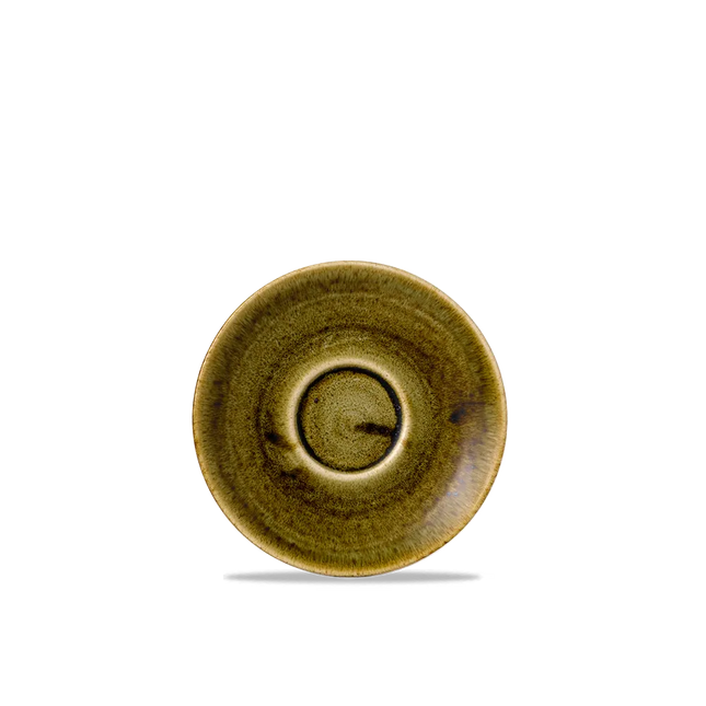 Churchill Plume Green espresso-schotel 11.8cm – porselein met gekleurde coupe-rand voor buffetten