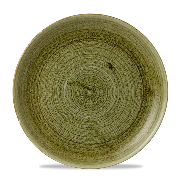 Churchill Plume Green randloos coupebord 26cm – porselein met gekleurde coupe-rand voor fine dining