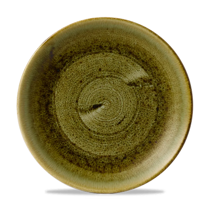 Churchill Plume Green randloos coupebord 28.8cm – porselein met gekleurde coupe-rand voor catering