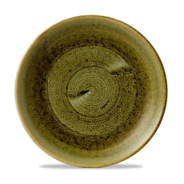 Churchill Plume Green randloos coupebord 28.8cm – porselein met gekleurde coupe-rand voor catering