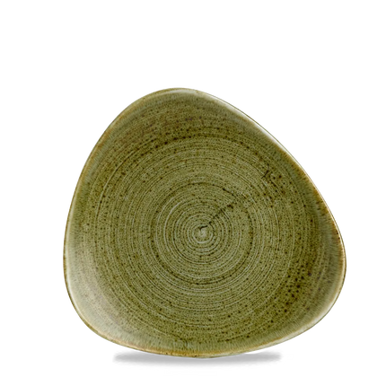 Churchill Plume Green lotusvorm bord 22,9cm – porselein met gekleurde coupe-rand voor restaurants