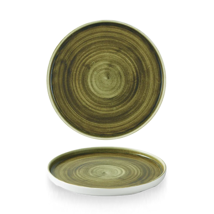 Churchill Plume Green bord met opstaande rand 21 cm – porselein met gekleurde coupe-rand voor horeca