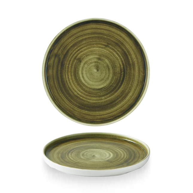 Churchill Plume Green bord met opstaande rand 21 cm – porselein met gekleurde coupe-rand voor horeca