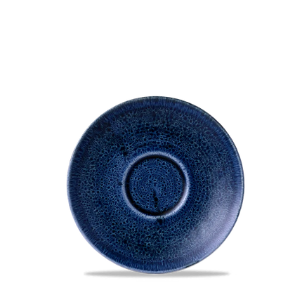 Churchill Plume Ultramarine cappuccino-schotel 15.6cm – porselein met gekleurde coupe-rand voor banqueting