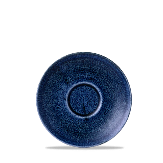 Churchill Plume Ultramarine cappuccino-schotel 15.6cm – porselein met gekleurde coupe-rand voor banqueting