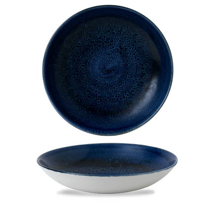 Churchill Plume Ultramarine randloze coupekom 24.8cm – porselein met gekleurde coupe-rand voor bars
