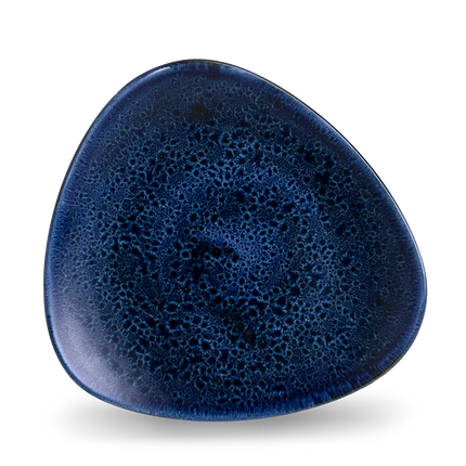 Churchill Plume Ultramarine lotusvorm bord 22,9cm – porselein met gekleurde coupe-rand voor catering