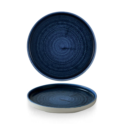 Churchill Plume Ultramarine bord met opstaande rand 21 cm – porselein met gekleurde coupe-rand voor banqueting