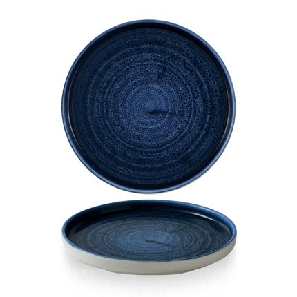Churchill Plume Ultramarine bord met opstaande rand 26 cm – porselein met gekleurde coupe-rand voor restaurants