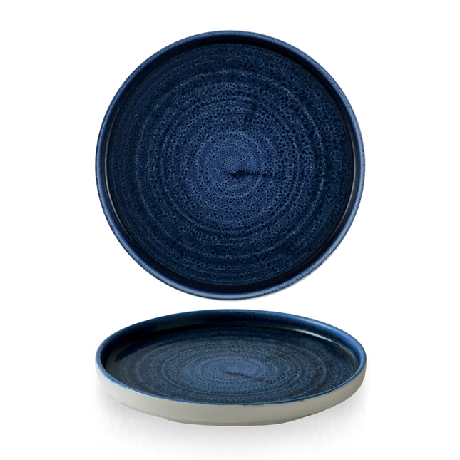 Churchill Plume Ultramarine bord met opstaande rand 26 cm – porselein met gekleurde coupe-rand voor restaurants