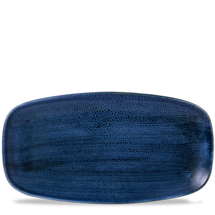Churchill Plume Ultramarine ovaal chef's bord 35.5x18.9cm – porselein met gekleurde coupe-rand voor cafés