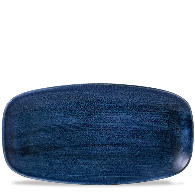 Churchill Plume Ultramarine ovaal chef's bord 35.5x18.9cm – porselein met gekleurde coupe-rand voor cafés