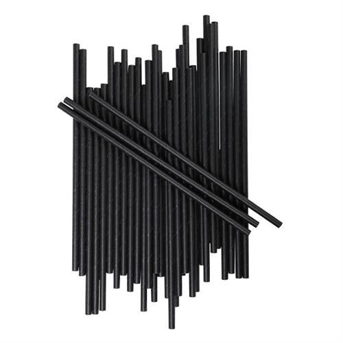 APS eco papieren rietjes zwart 6 x 200 mm - duurzame rietjes voor frisdrank