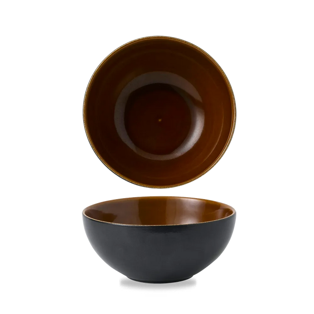 Churchill Nourish Black Onyx tweekleurige noedelkom 1242 ml – stapelbaar, breukvast stoneware servies voor fine dining
