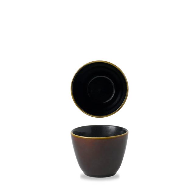 Churchill Nourish Cinnamon Brown tweekleurige mok 295ml – stapelbaar, breukvast stoneware servies voor horeca