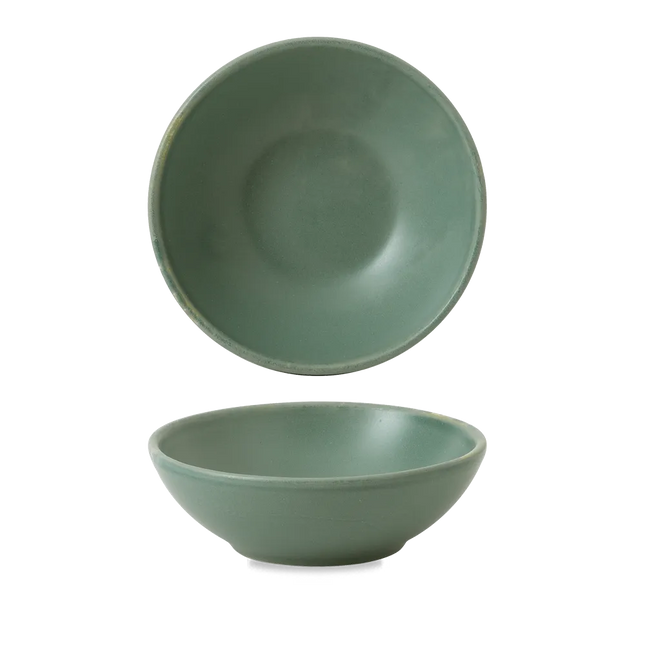 Churchill Nourish Andorra Green ondiepe kom 11,7x3,8cm – stapelbaar, breukvast stoneware servies voor brasseries