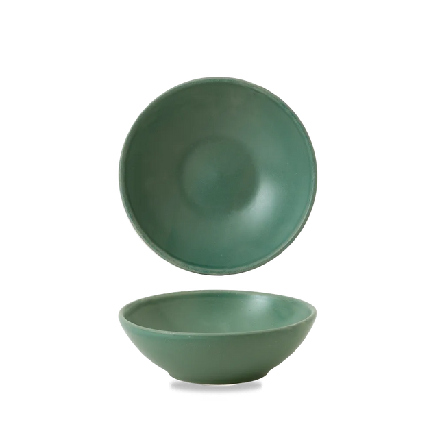 Churchill Nourish Andorra Green ondiepe kom 13x4,2 cm – stapelbaar, breukvast stoneware servies voor lunchrooms