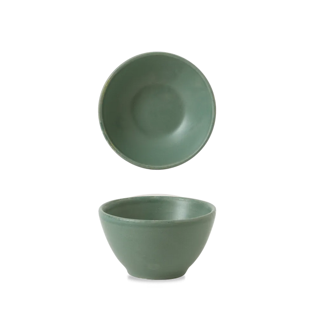 Churchill Nourish Andorra Green dipschaaltje 8,3x4,8cm – stapelbaar, breukvast stoneware servies voor hotels