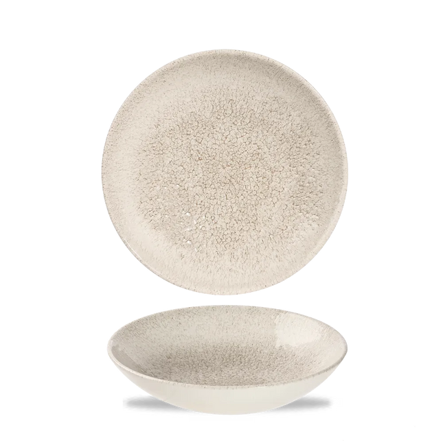 Churchill Raku Agate Grey randloze coupekom 18cm – reactief geglazuurd stoneware voor buffetten