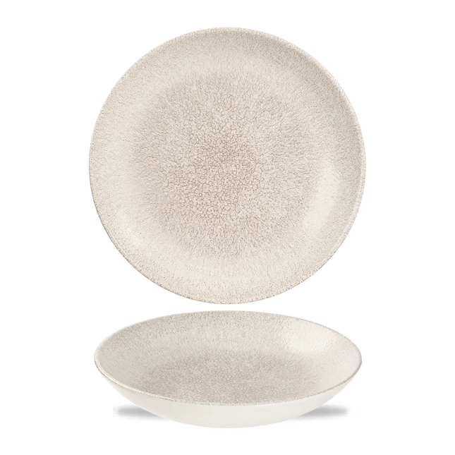Churchill Raku Agate Grey randloze coupekom 25cm – reactief geglazuurd stoneware voor fine dining