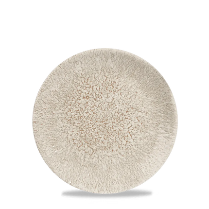 Churchill Raku Agate Grey randloos coupebord 17cm – reactief geglazuurd stoneware voor catering