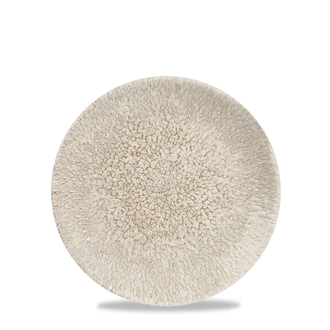 Churchill Raku Agate Grey randloos coupebord 17cm – reactief geglazuurd stoneware voor catering