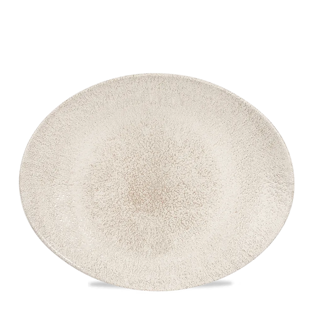 Churchill Raku Agate Grey ovaal coupebord 32x25cm – reactief geglazuurd stoneware voor restaurants