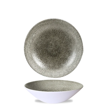 Churchill Raku Quartz Black diepe coupekom Ø 19 cm – zwarte porseleinen kom voor horeca