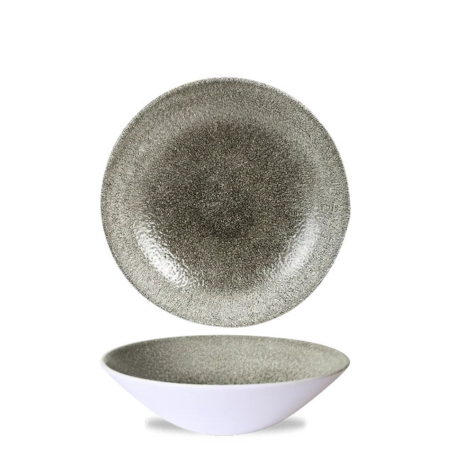 Churchill Raku Quartz Black diepe coupekom Ø 19 cm – zwarte porseleinen kom voor horeca