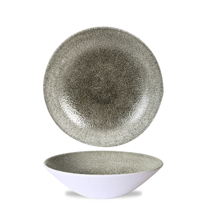Churchill Raku Quartz Black diepe coupekom Ø 21,7 cm – zwarte porseleinen kom voor restaurants
