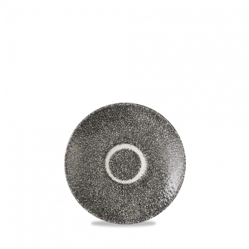 Churchill Raku Quartz Black espressoschotel Ø 11,8 cm – zwarte porseleinen schotel voor cafés