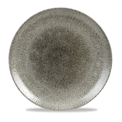 Churchill Raku Quartz Black randloos coupebord 29cm – reactief geglazuurd stoneware voor bistro's