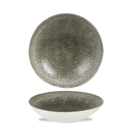 Churchill Raku Quartz Black randloze coupekom 18cm – reactief geglazuurd stoneware voor brasseries