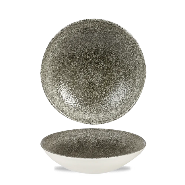 Churchill Raku Quartz Black randloze coupekom 18cm – reactief geglazuurd stoneware voor brasseries