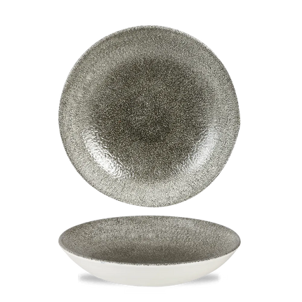 Churchill Raku Quartz Black randloze coupekom 25cm – reactief geglazuurd stoneware voor lunchrooms