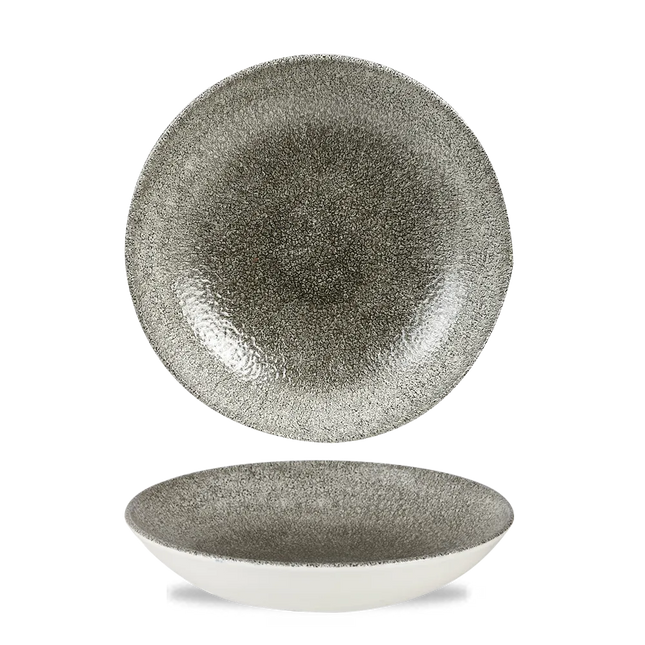 Churchill Raku Quartz Black randloze coupekom 25cm – reactief geglazuurd stoneware voor lunchrooms