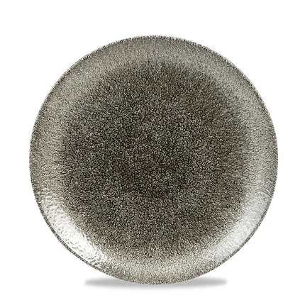 Churchill Raku Quartz Black randloos coupebord 22cm – reactief geglazuurd stoneware voor restaurants