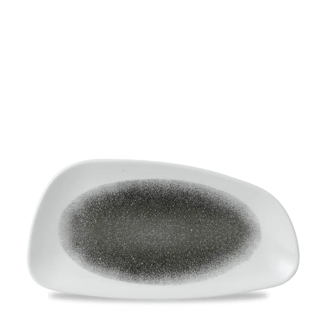 Churchill Raku Quartz Black geometrisch chef's bord 30x15.5cm – reactief geglazuurd stoneware voor hotels