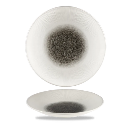 Churchill Raku Quartz Black diep coupebord 28.1cm – reactief geglazuurd stoneware voor fine dining