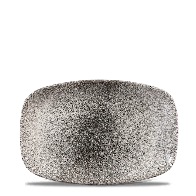 Churchill Raku Quartz Black ovaal chef's bord 23.7x15.7cm – reactief geglazuurd stoneware voor bistro's