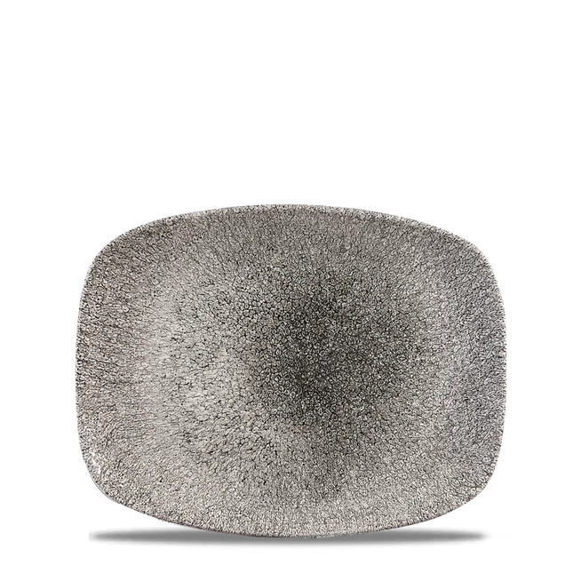 Churchill Raku Quartz Black ovaal chef's bord 26.1x20.2cm – reactief geglazuurd stoneware voor brasseries